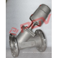 Pneumatic angle seat valve single acting piston valve